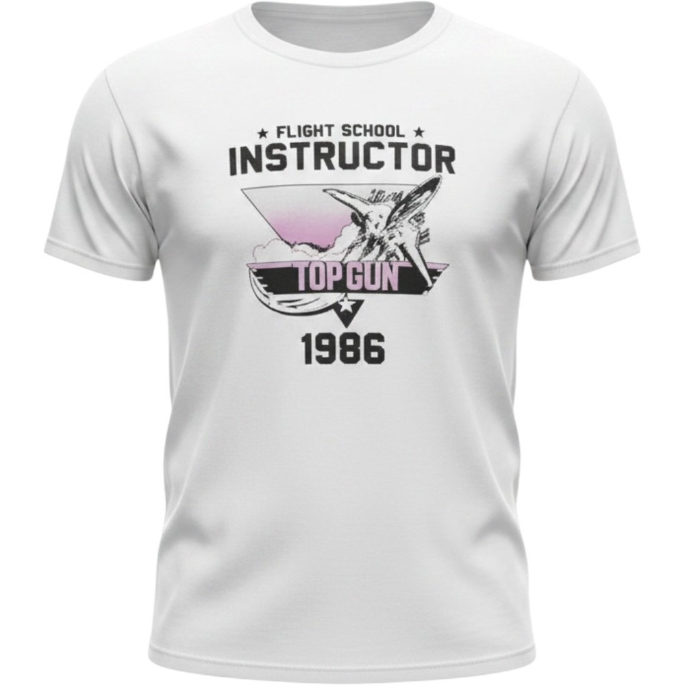 Top Gun Flight School Instructor 1986‎ Graphic T-Shirt White Womens Medium M